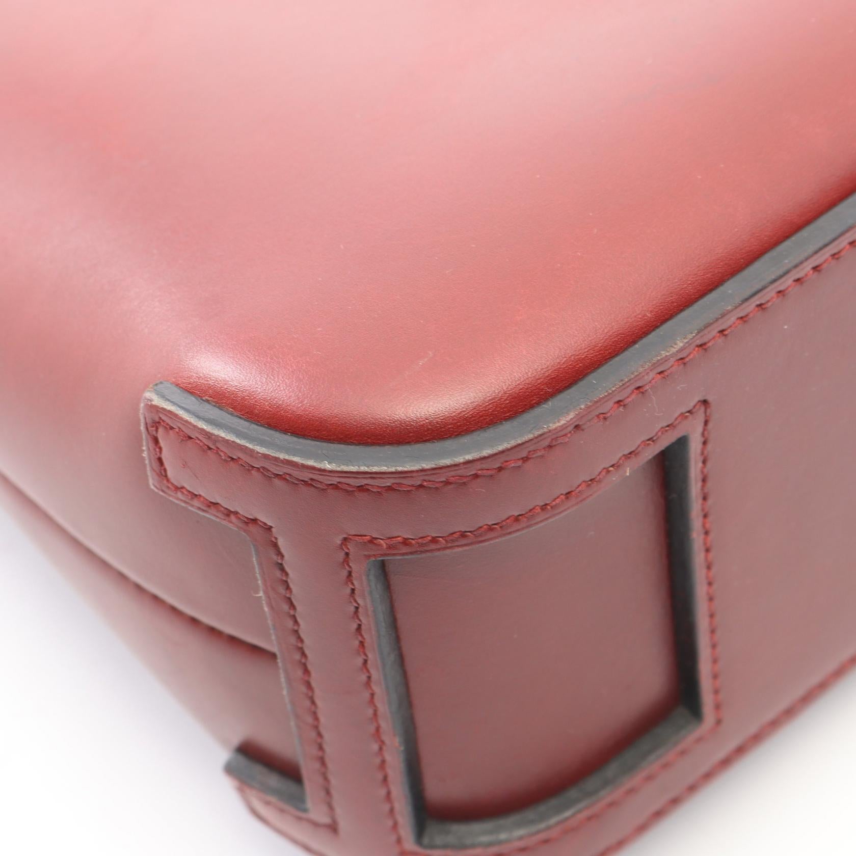 エスカパーダ ルージュアッシュ ハンドバッグ ボックスカーフ ボルドー ゴールド金具 □F刻印 エルメス バッグ HERMES
