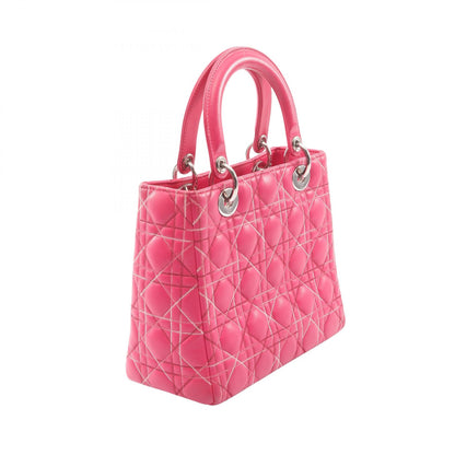LADY DIOR レディディオール カナージュ 2WAY ハンドバッグ レザー ピンクパープル クリスチャンディオール バッグ Christian Dior