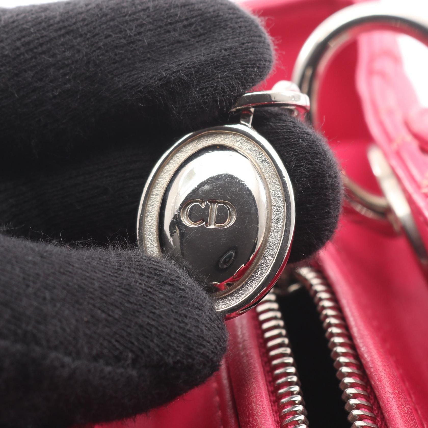 LADY DIOR レディディオール カナージュ 2WAY ハンドバッグ レザー ピンクパープル クリスチャンディオール バッグ Christian Dior