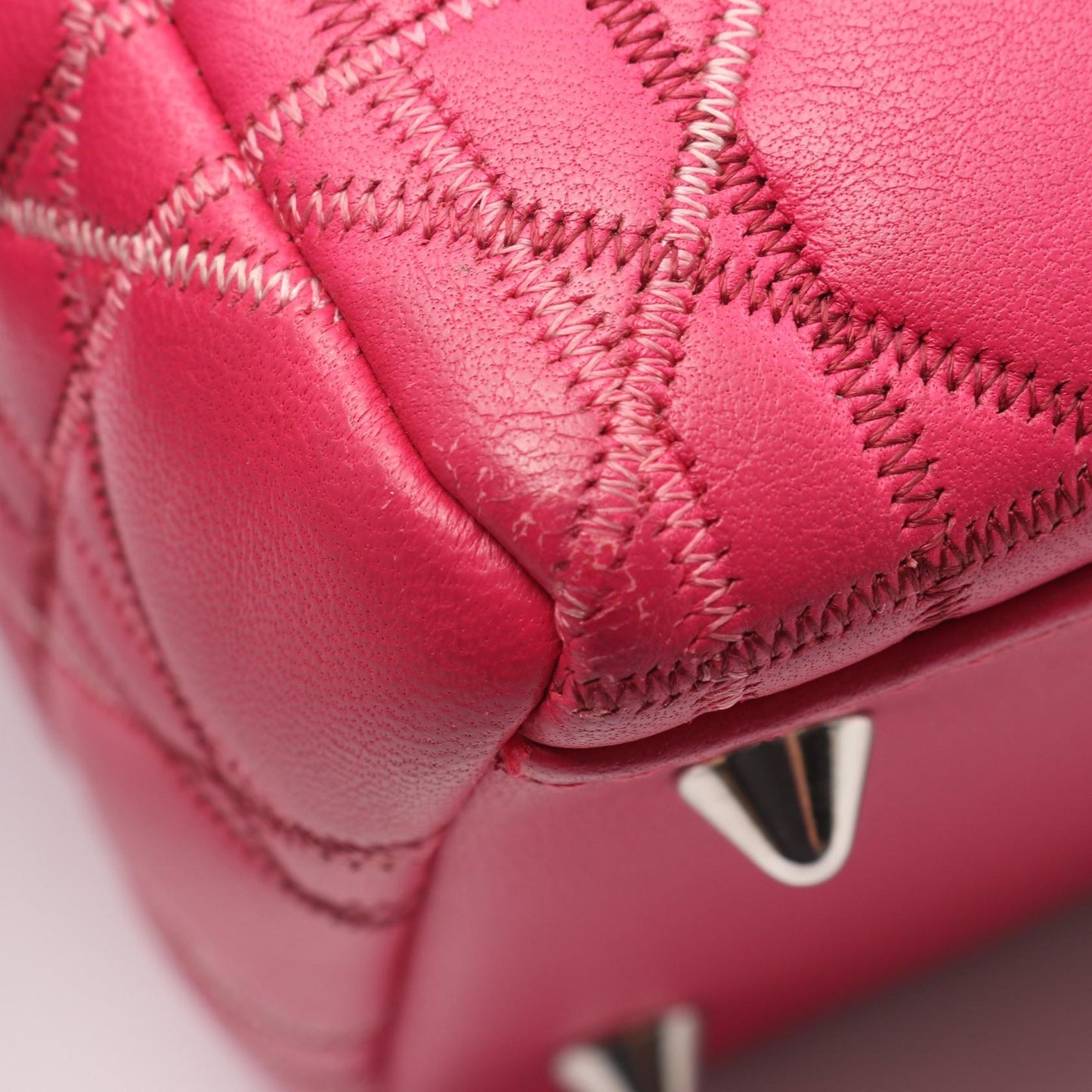 LADY DIOR レディディオール カナージュ 2WAY ハンドバッグ レザー ピンクパープル クリスチャンディオール バッグ Christian Dior