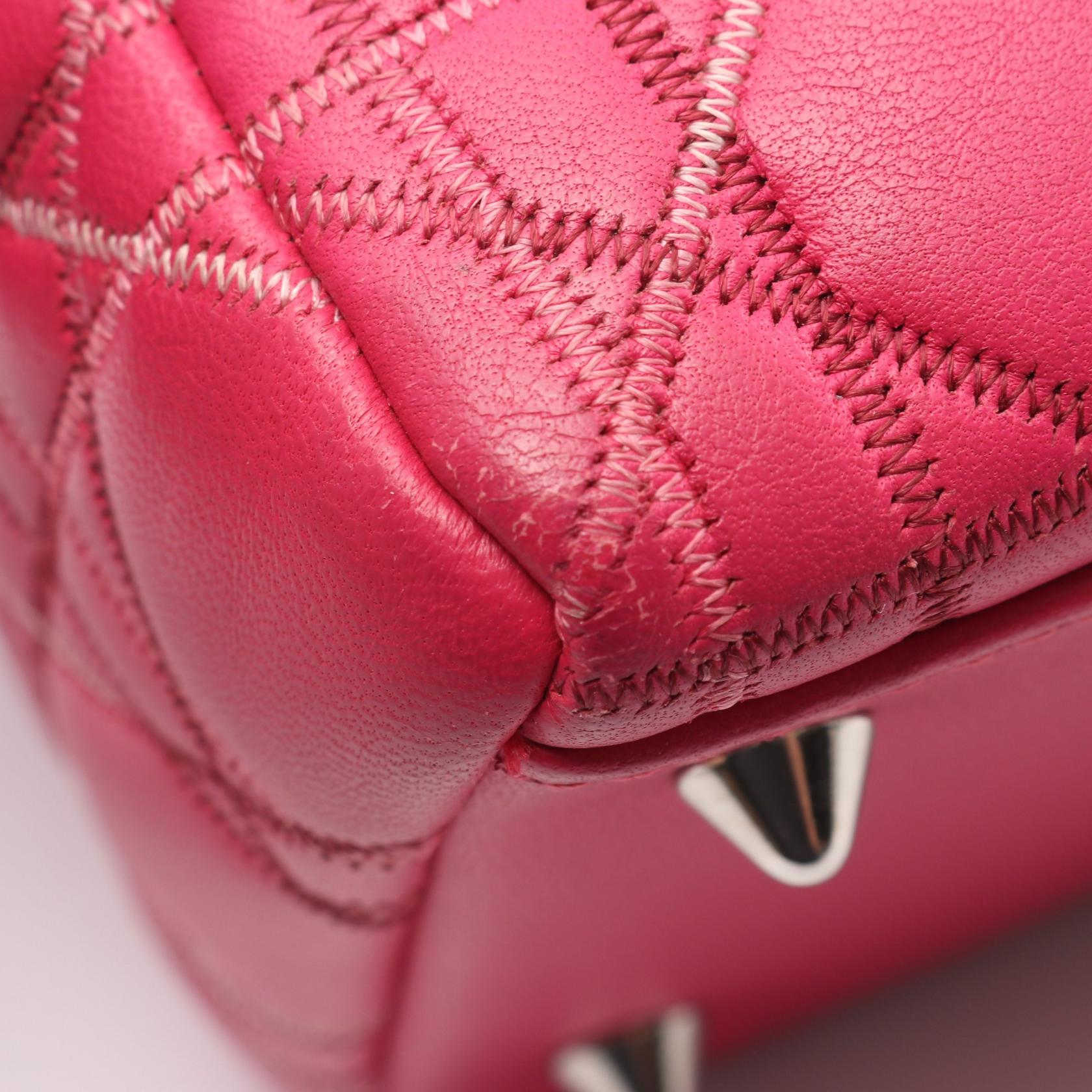 LADY DIOR レディディオール カナージュ 2WAY ハンドバッグ レザー ピンクパープル クリスチャンディオール バッグ Christian Dior