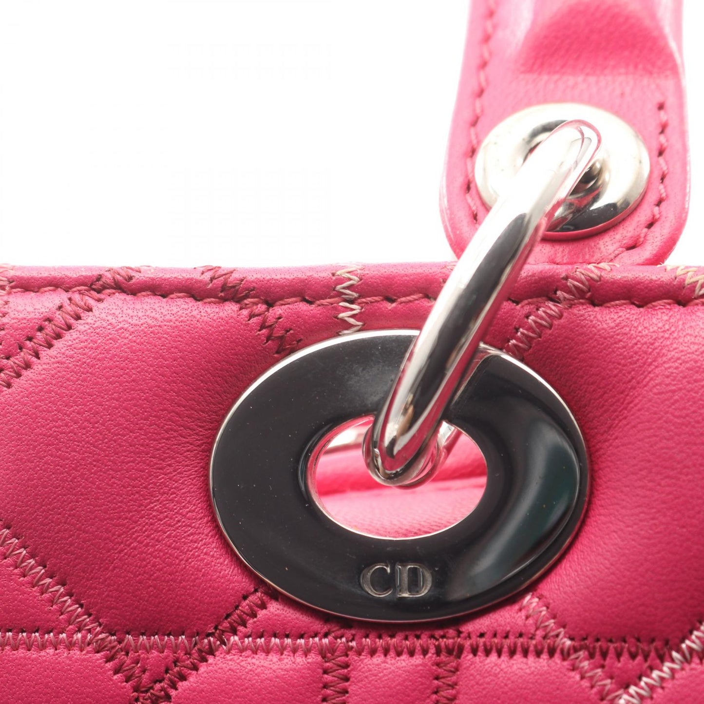 LADY DIOR レディディオール カナージュ 2WAY ハンドバッグ レザー ピンクパープル クリスチャンディオール バッグ Christian Dior