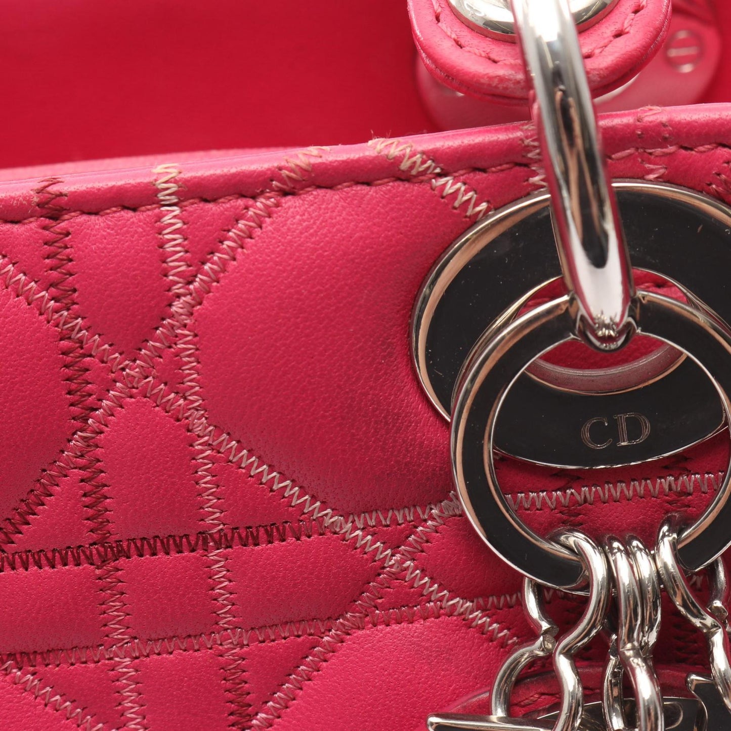 LADY DIOR レディディオール カナージュ 2WAY ハンドバッグ レザー ピンクパープル クリスチャンディオール バッグ Christian Dior