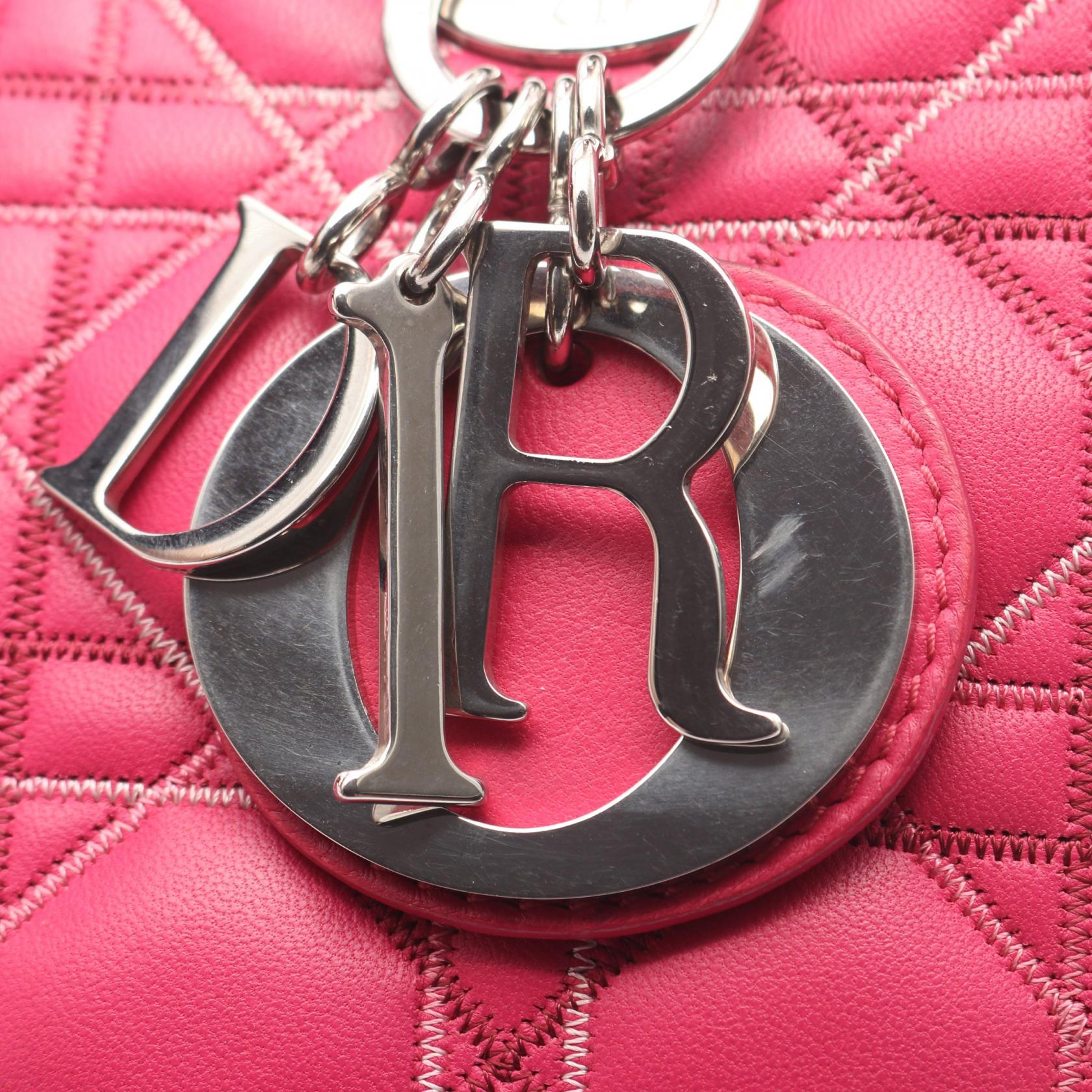LADY DIOR レディディオール カナージュ 2WAY ハンドバッグ レザー ピンクパープル クリスチャンディオール バッグ Christian Dior