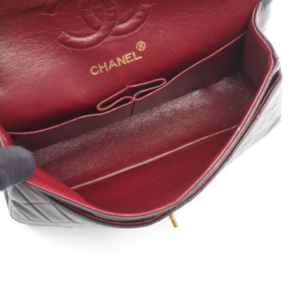 マトラッセ Wフラップ Wチェーンショルダーバッグ ラムスキン ブラック ゴールド金具 シャネル バッグ CHANEL