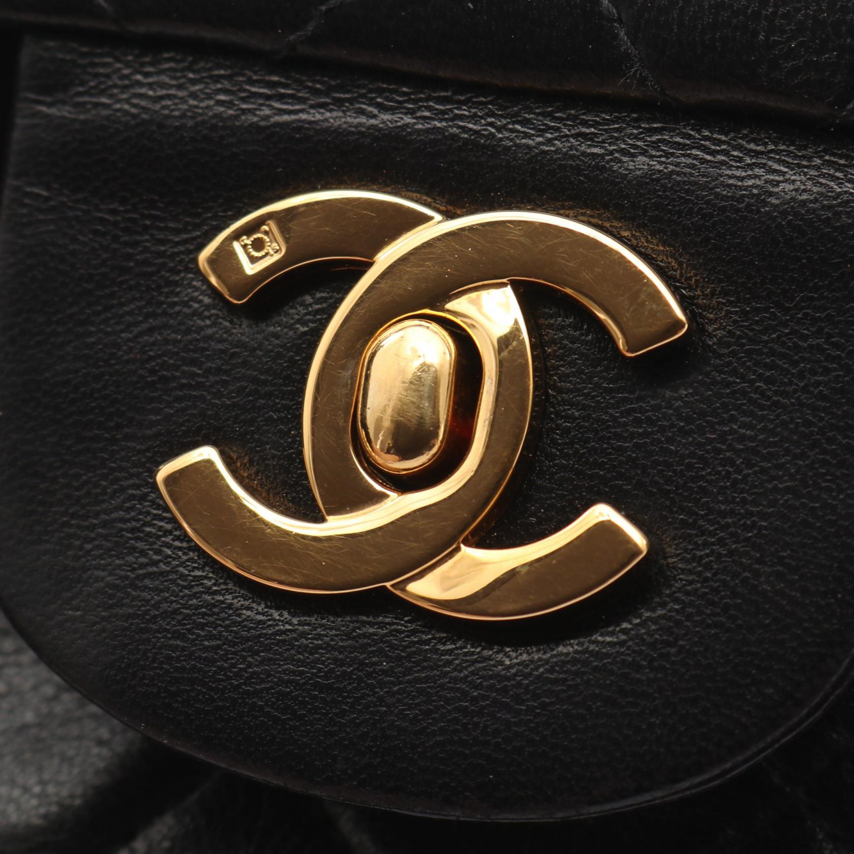 マトラッセ Wフラップ Wチェーンショルダーバッグ ラムスキン ブラック ゴールド金具 シャネル バッグ CHANEL
