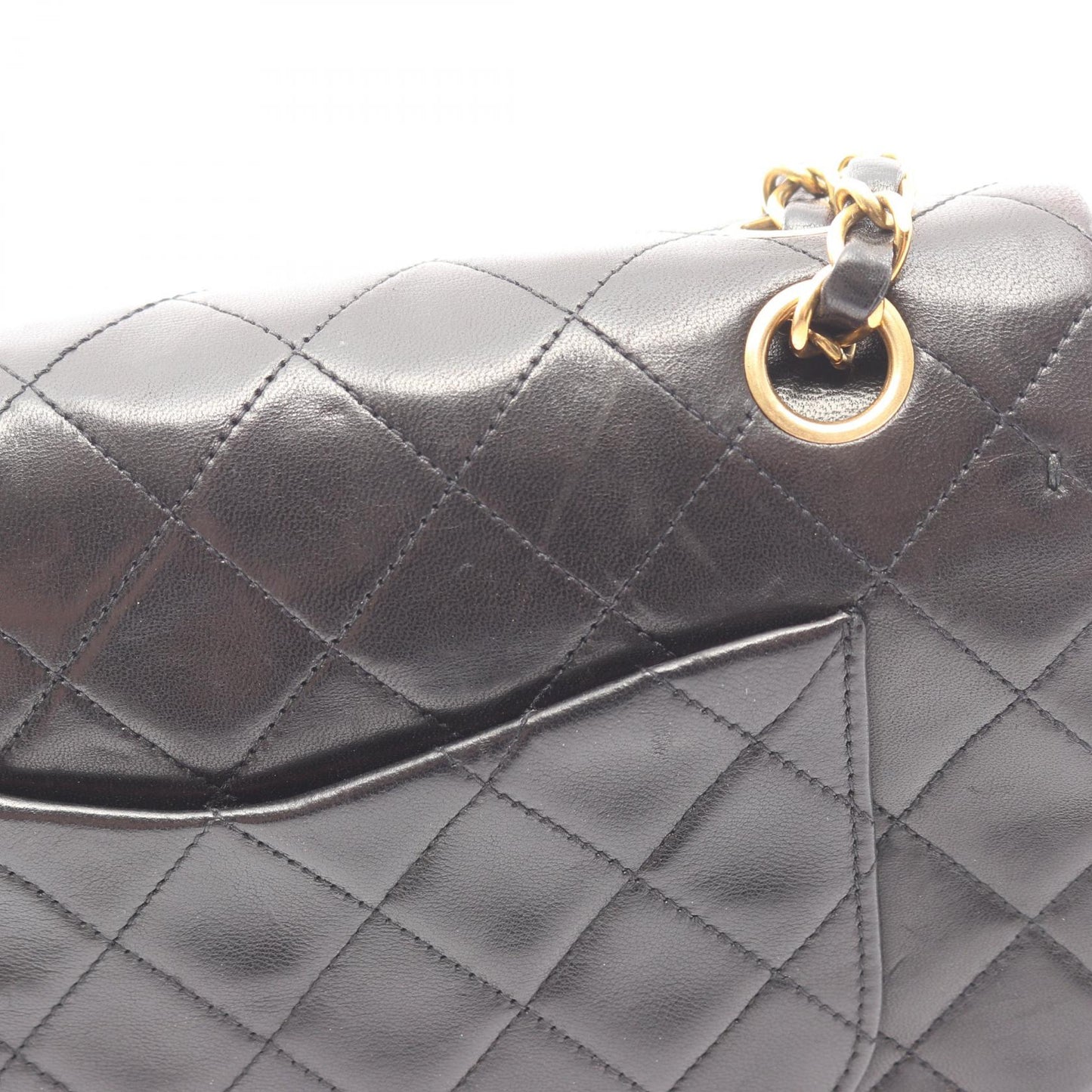 マトラッセ Wフラップ Wチェーンショルダーバッグ ラムスキン ブラック ゴールド金具 シャネル バッグ CHANEL