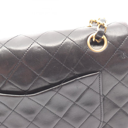 マトラッセ Wフラップ Wチェーンショルダーバッグ ラムスキン ブラック ゴールド金具 シャネル バッグ CHANEL