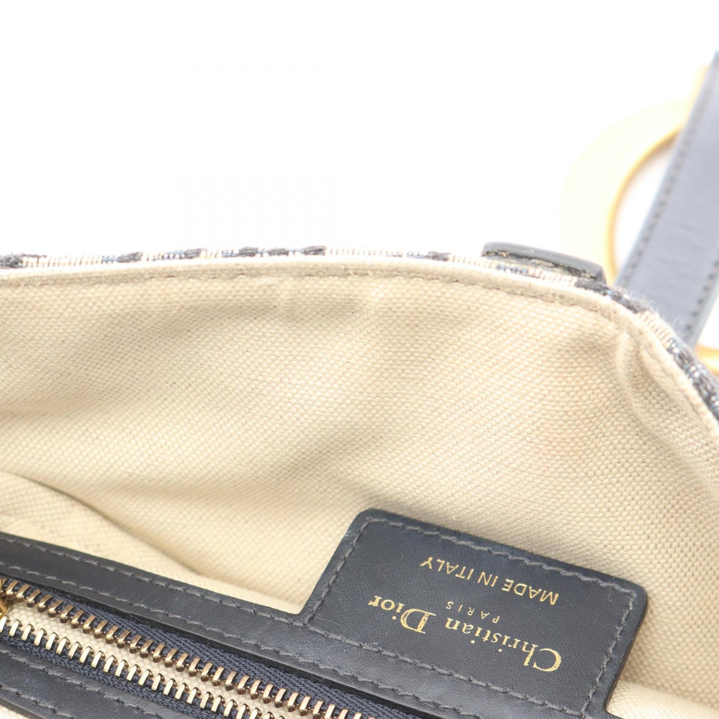 サドルバッグ オブリークジャカード ハンドバッグ キャンバス レザー ベージュ ネイビー クリスチャンディオール バッグ Christian Dior