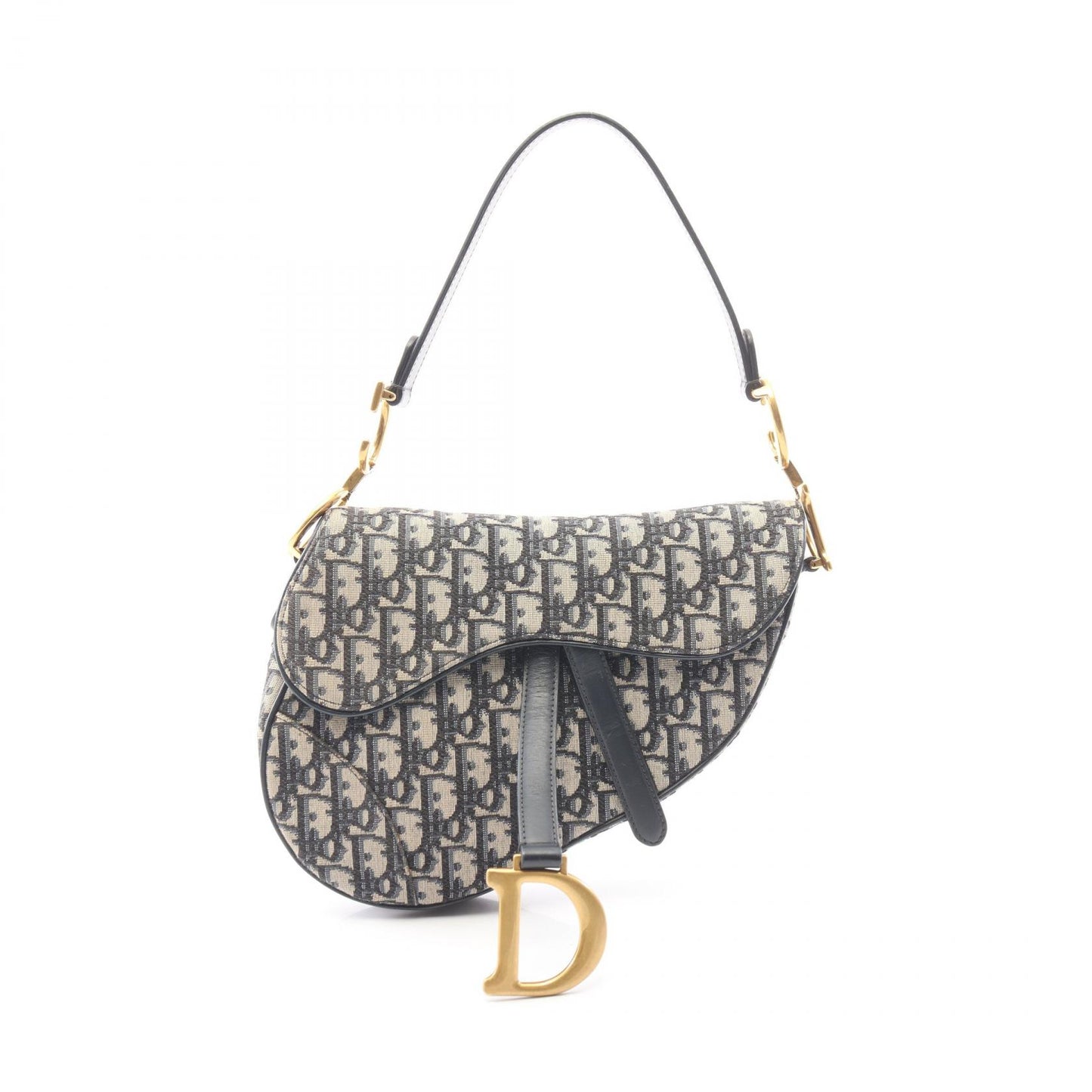 サドルバッグ オブリークジャカード ハンドバッグ キャンバス レザー ベージュ ネイビー クリスチャンディオール バッグ Christian Dior