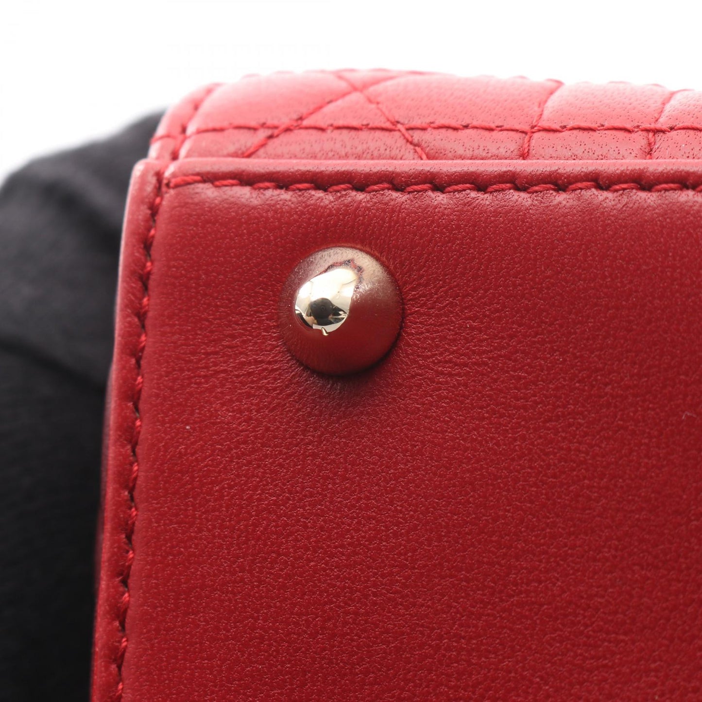 レディディオール スモール カナージュ 2WAY バイカラー ハンドバッグ レザー レッド ボルドー クリスチャンディオール バッグ Christian Dior