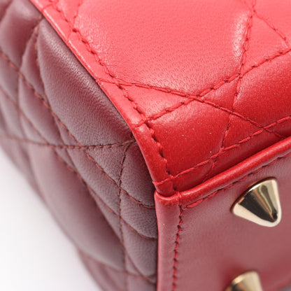 レディディオール スモール カナージュ 2WAY バイカラー ハンドバッグ レザー レッド ボルドー クリスチャンディオール バッグ Christian Dior