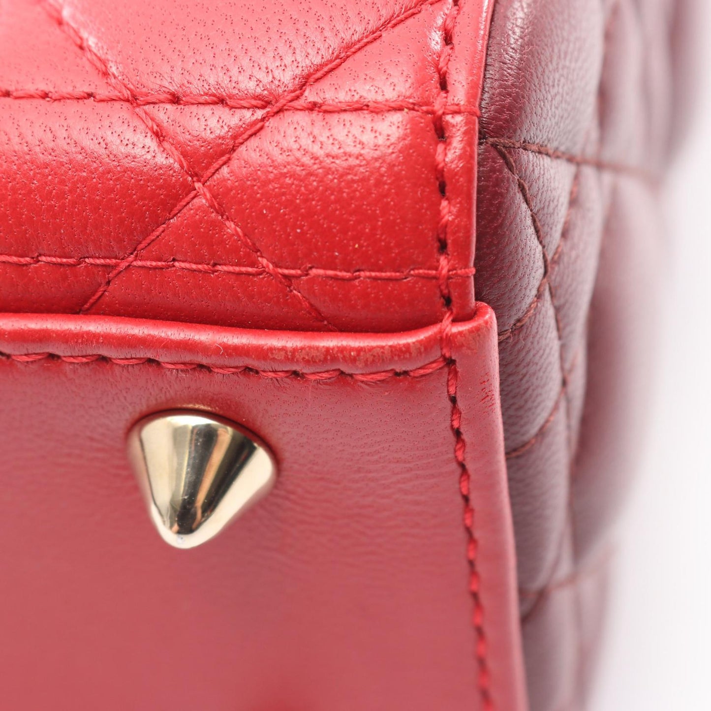 レディディオール スモール カナージュ 2WAY バイカラー ハンドバッグ レザー レッド ボルドー クリスチャンディオール バッグ Christian Dior
