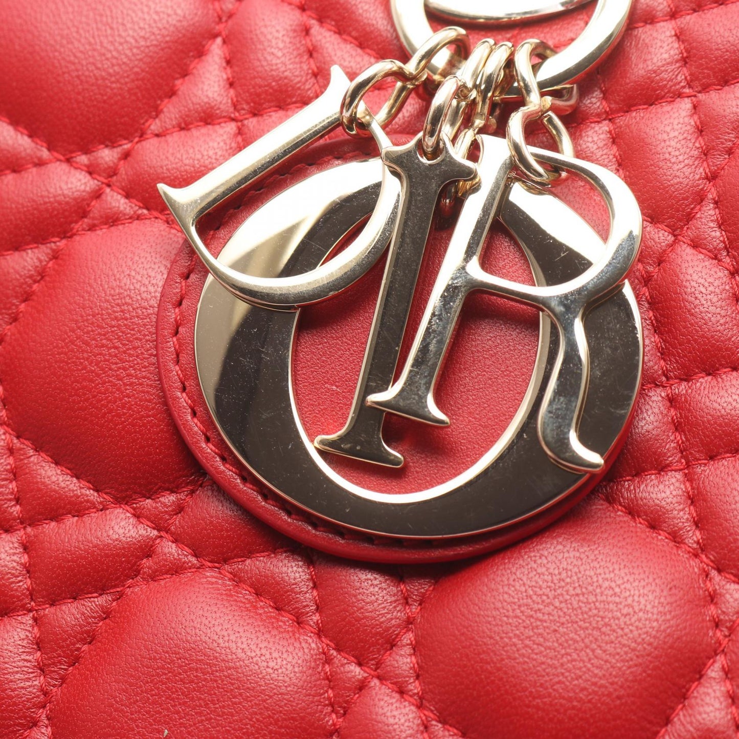 レディディオール スモール カナージュ 2WAY バイカラー ハンドバッグ レザー レッド ボルドー クリスチャンディオール バッグ Christian Dior