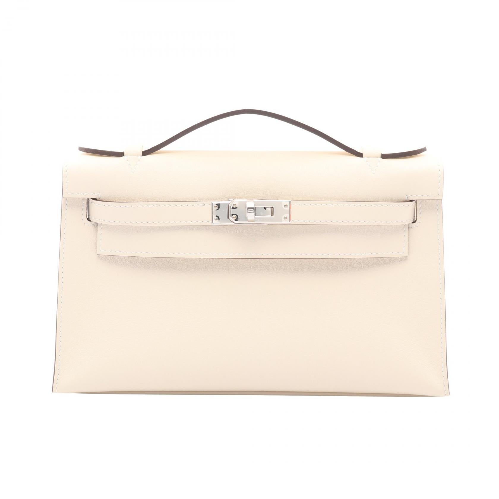 ポシェットケリー ミニ ナタ ハンドバッグ ヴォースイフト オフホワイト シルバー金具 G刻印 エルメス バッグ HERMES