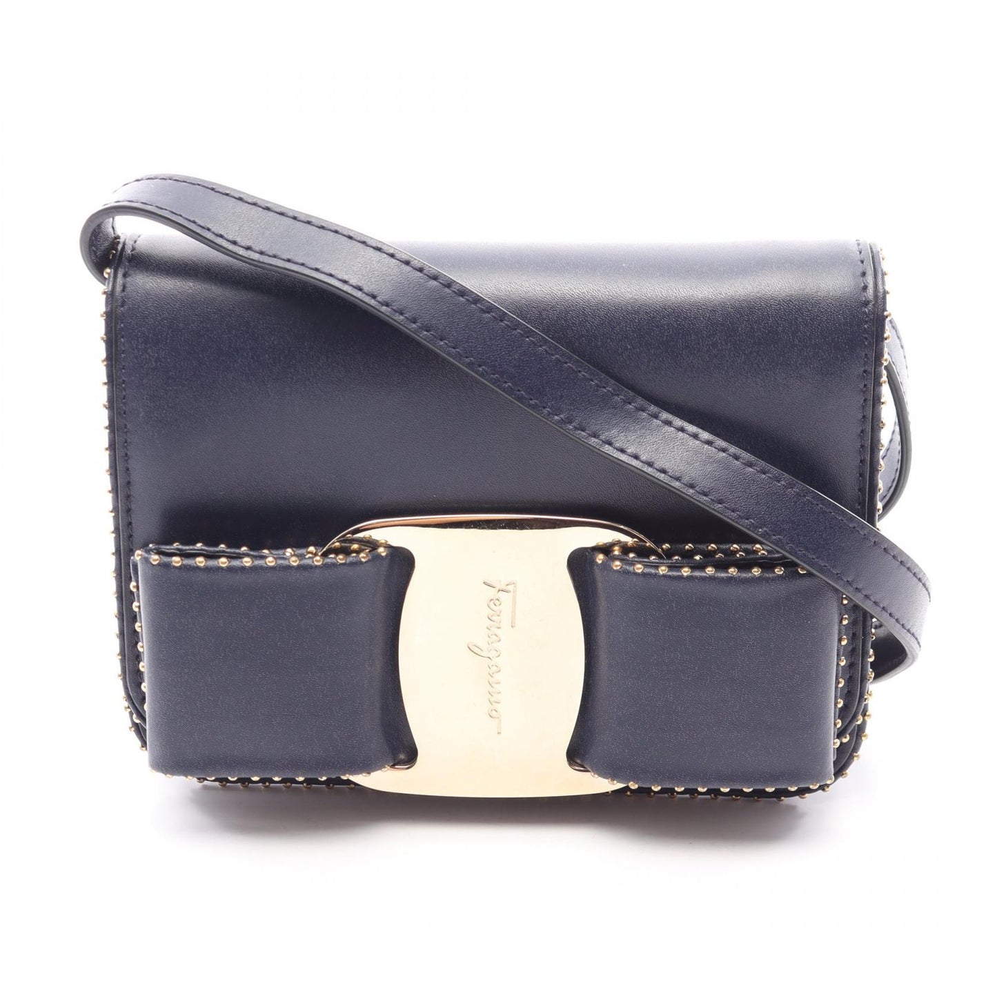 ヴァラリボン ミニ ショルダーバッグ レザー ネイビー サルヴァトーレフェラガモ バッグ Salvatore Ferragamo