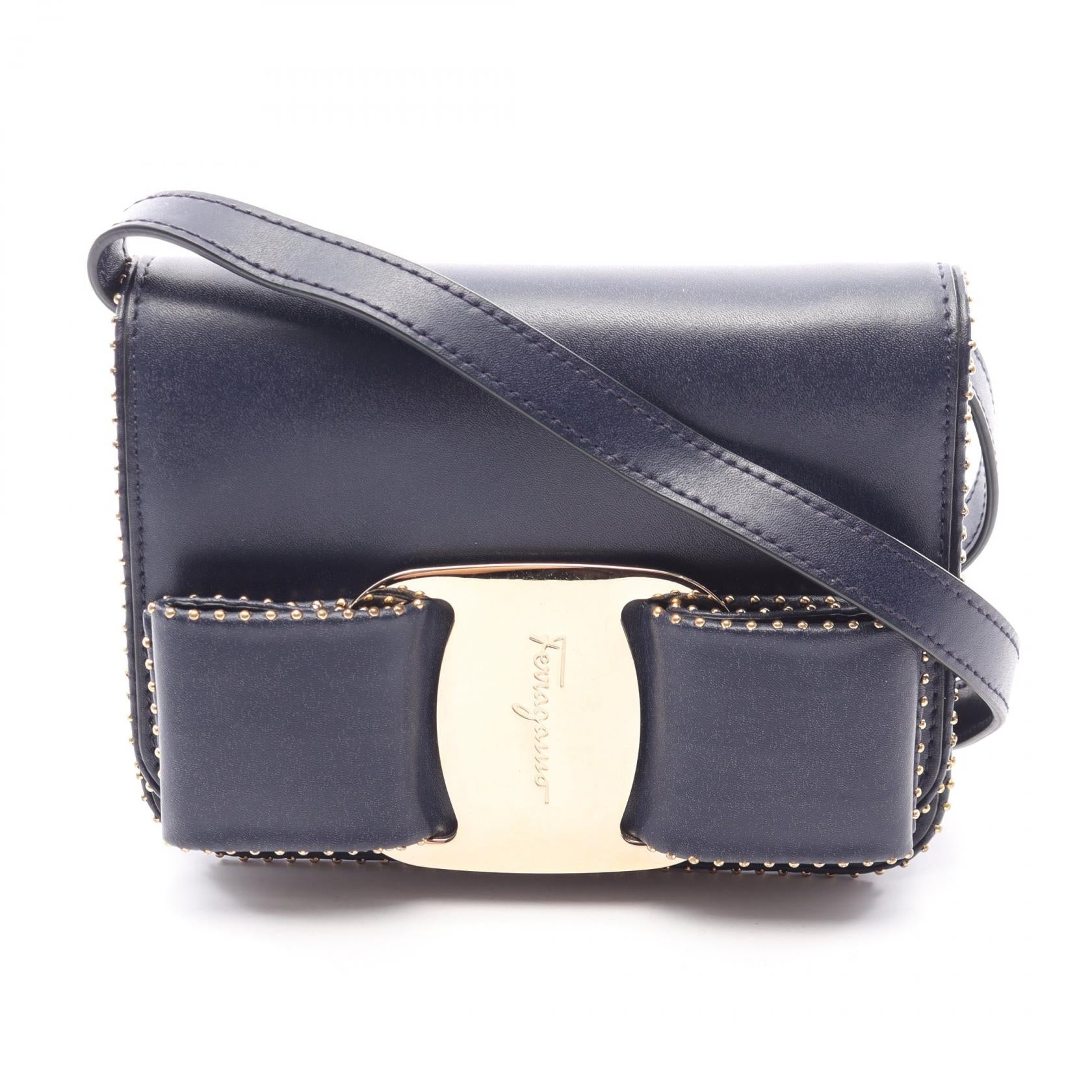 ヴァラリボン ミニ ショルダーバッグ レザー ネイビー サルヴァトーレフェラガモ バッグ Salvatore Ferragamo