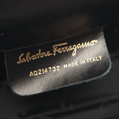 ガンチーニ ミニ クロコ型押し チェーンショルダーバッグ レザー ブラック サルヴァトーレフェラガモ バッグ Salvatore Ferragamo