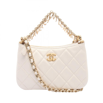マトラッセ スモール チェーンショルダーバッグ ラムスキン ホワイト ゴールド金具 シャネル バッグ CHANEL