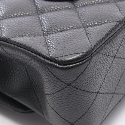 マトラッセ Wフラップ Wチェーンショルダーバッグ キャビアスキン ブラック シルバー金具 シャネル バッグ CHANEL