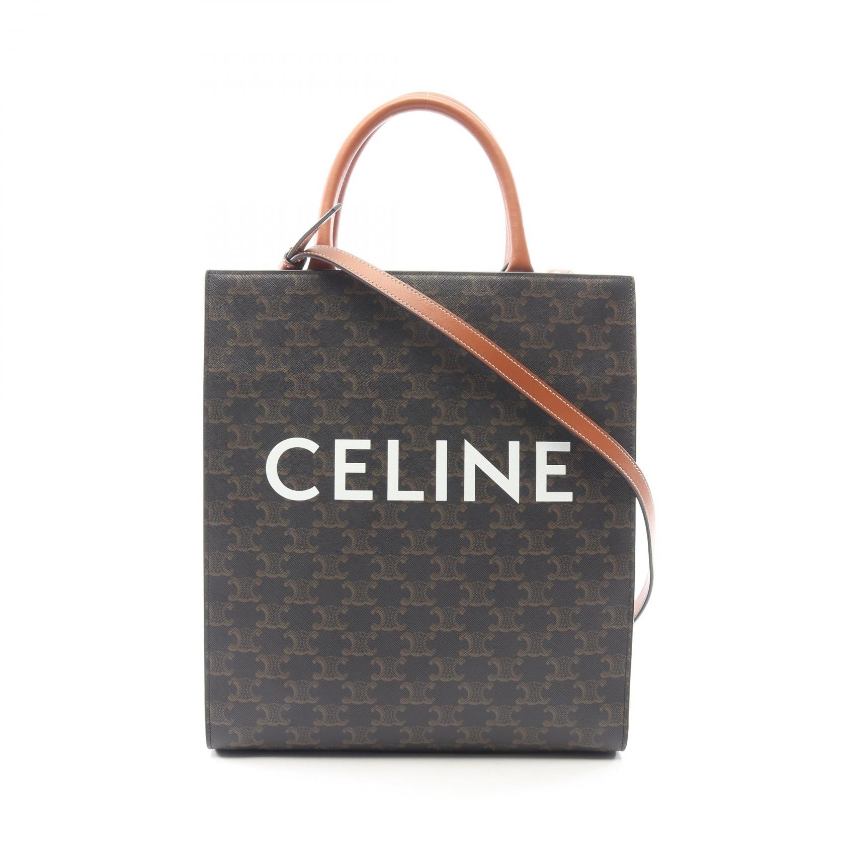 スモール バーティカル カバ トリオンフ 2WAY ハンドバッグ トートバッグ PVC レザー ブラック ブラウン セリーヌ バッグ CELINE