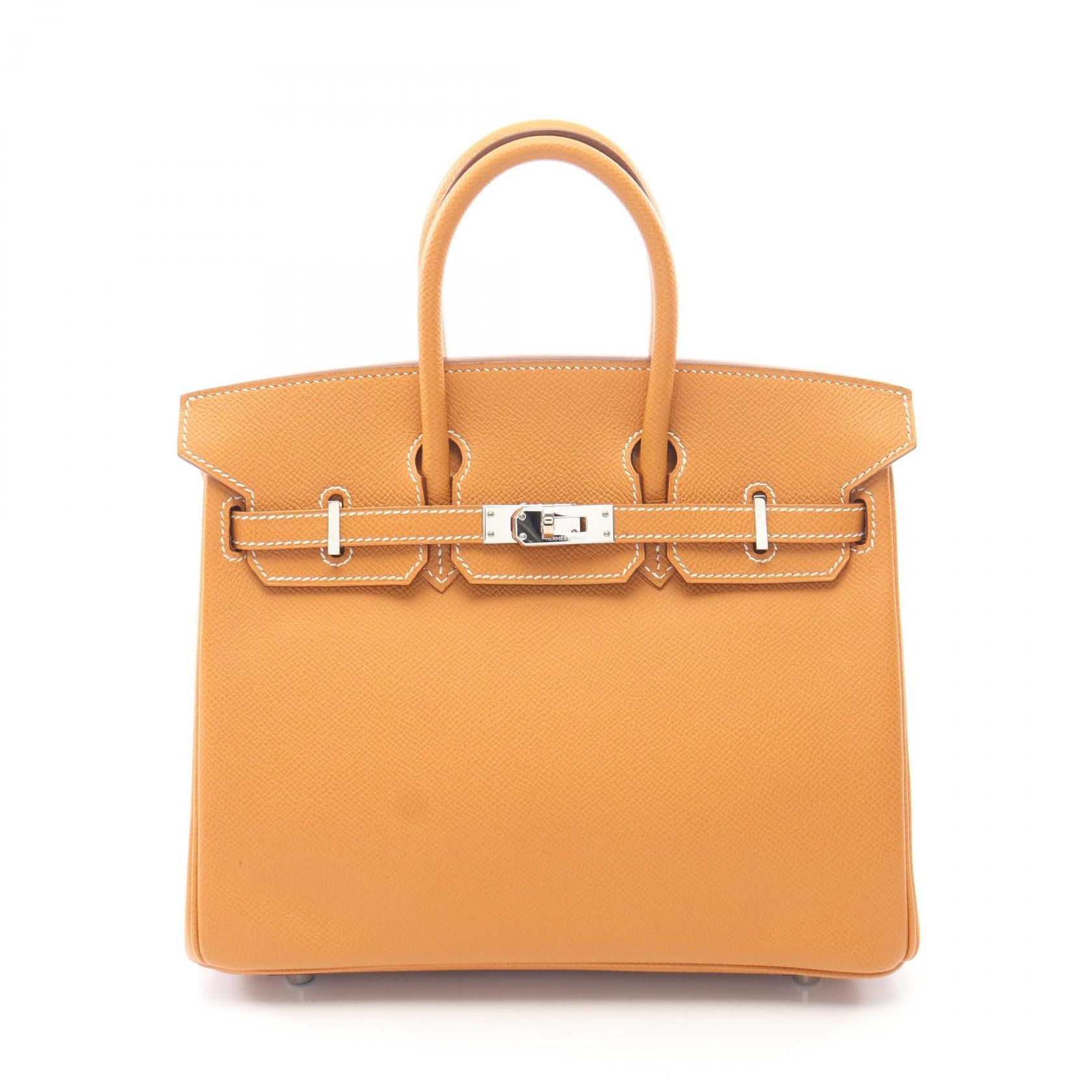 バーキン25 ナチュラル ハンドバッグ ヴォーエプソン ライトブラウン シルバー金具 □K刻印 エルメス バッグ HERMES