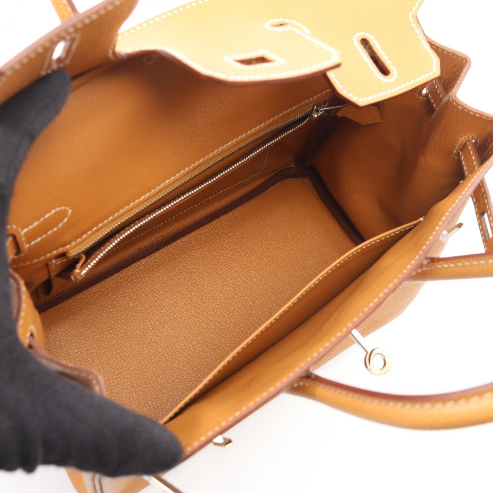 バーキン25 ナチュラル ハンドバッグ ヴォーエプソン ライトブラウン シルバー金具 □K刻印 エルメス バッグ HERMES