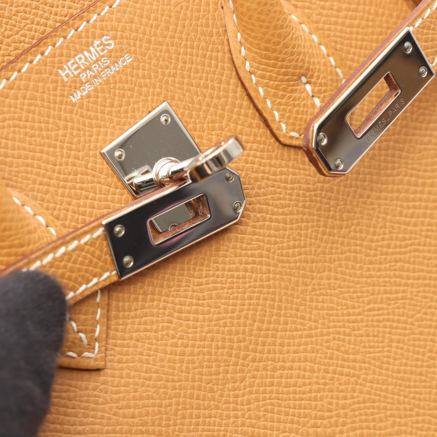 バーキン25 ナチュラル ハンドバッグ ヴォーエプソン ライトブラウン シルバー金具 □K刻印 エルメス バッグ HERMES