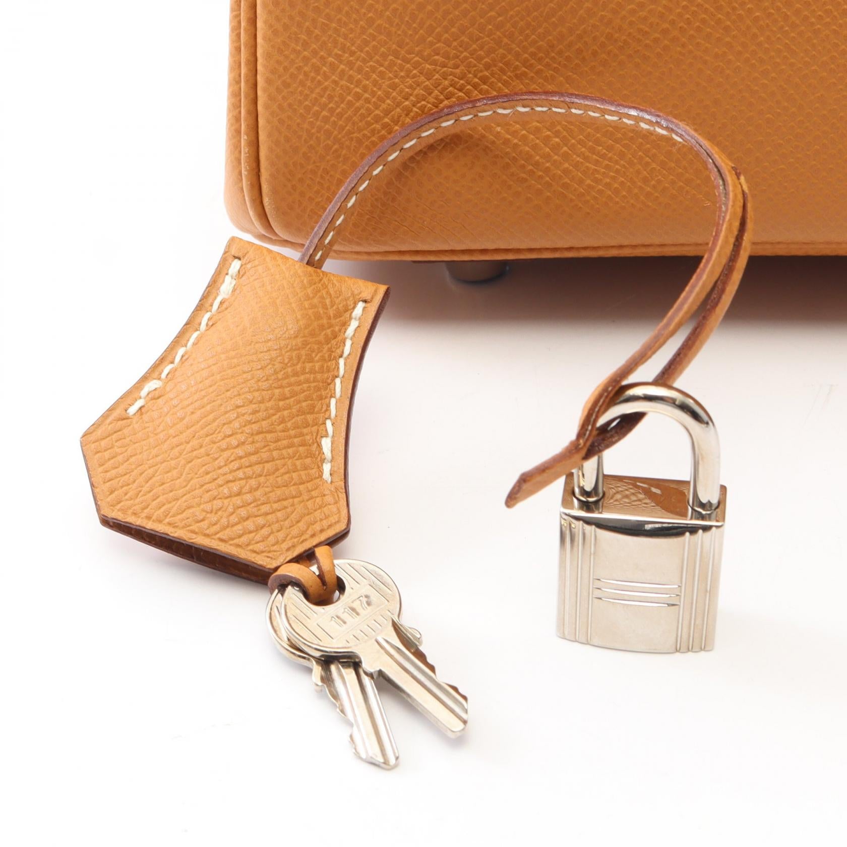 バーキン25 ナチュラル ハンドバッグ ヴォーエプソン ライトブラウン シルバー金具 □K刻印 エルメス バッグ HERMES