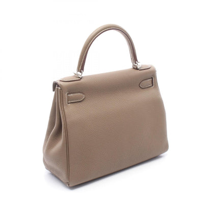 ケリー28 エトゥープ 内縫い 2WAY ハンドバッグ トゴ グレーブラウン シルバー金具 □P刻印 エルメス バッグ HERMES