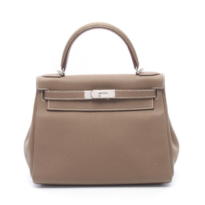 ケリー28 エトゥープ 内縫い 2WAY ハンドバッグ トゴ グレーブラウン シルバー金具 □P刻印 エルメス バッグ HERMES