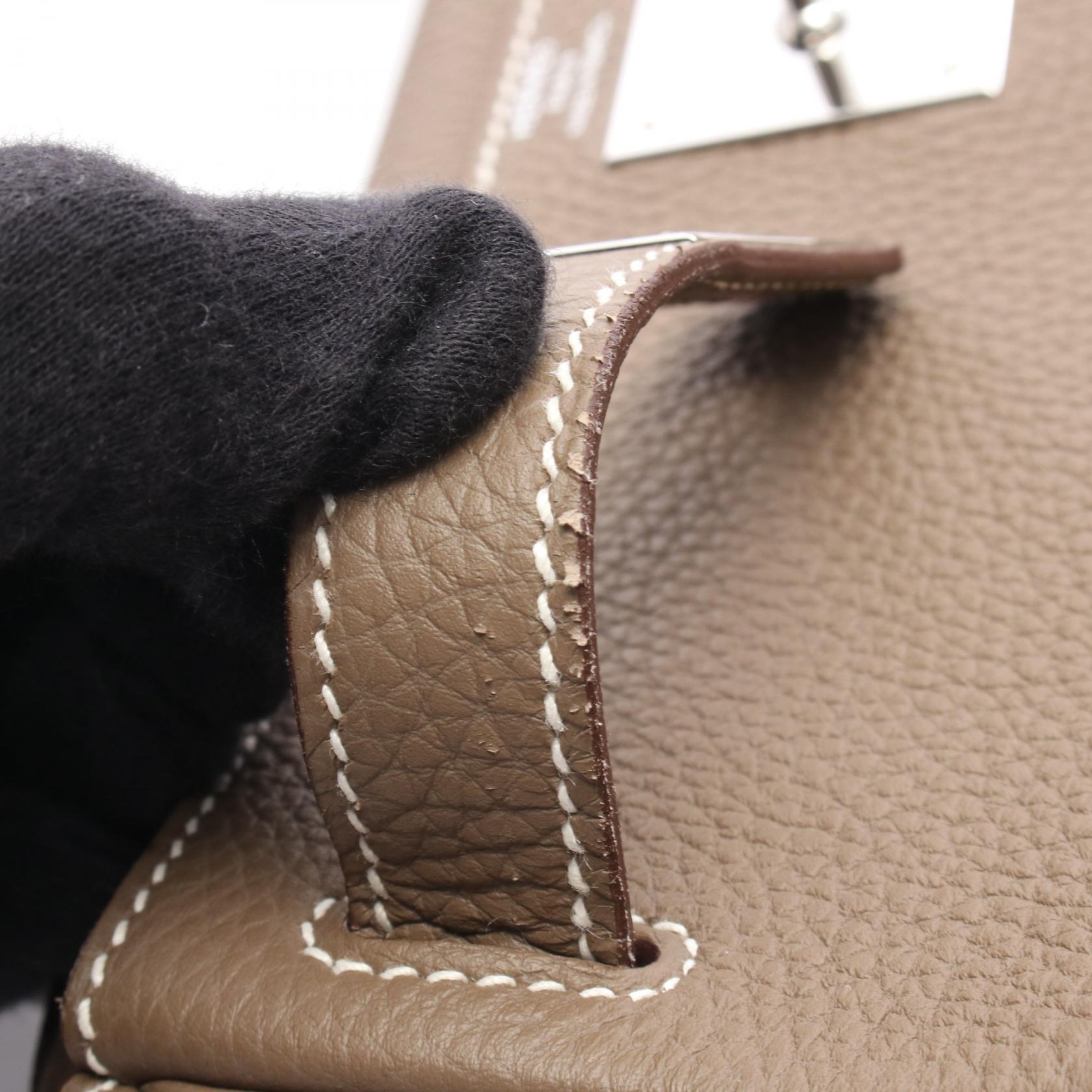 ケリー28 エトゥープ 内縫い 2WAY ハンドバッグ トゴ グレーブラウン シルバー金具 □P刻印 エルメス バッグ HERMES