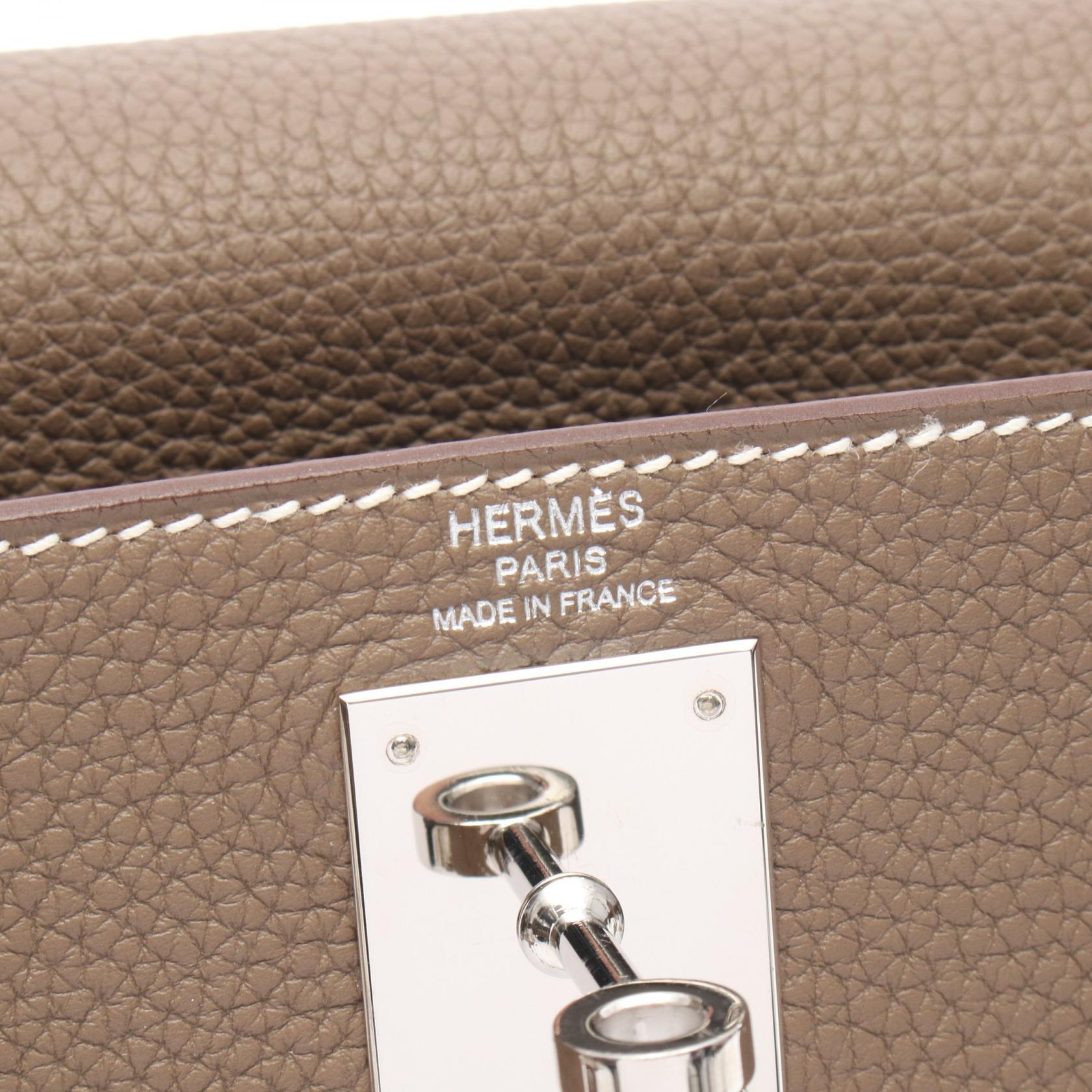 ケリー28 エトゥープ 内縫い 2WAY ハンドバッグ トゴ グレーブラウン シルバー金具 □P刻印 エルメス バッグ HERMES