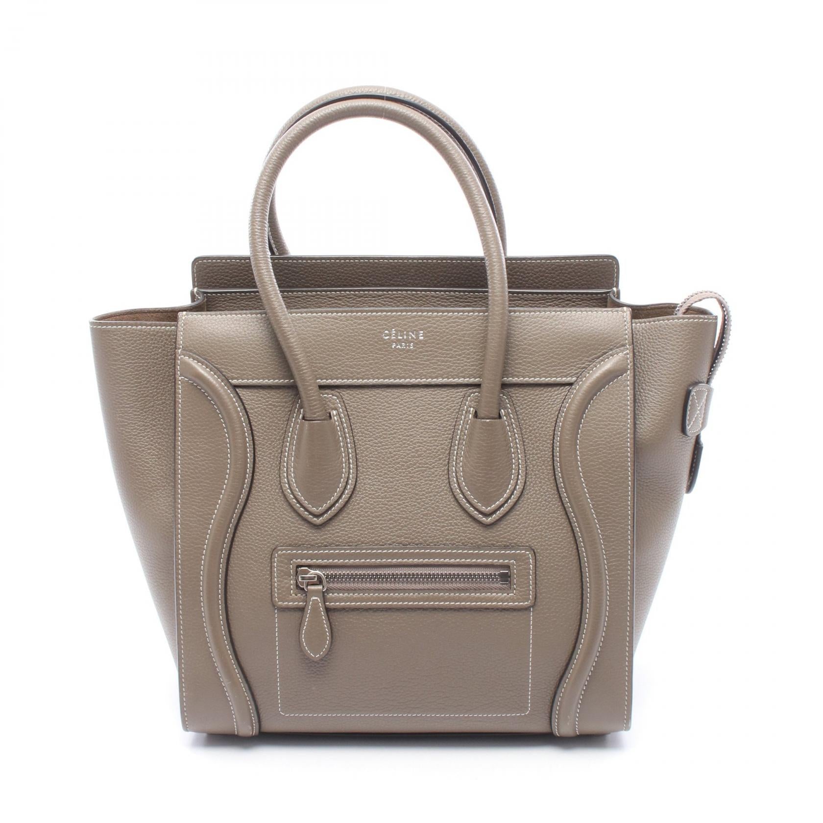 ラゲージ マイクロショッパー ハンドバッグ トートバッグ レザー グレーベージュ セリーヌ バッグ CELINE