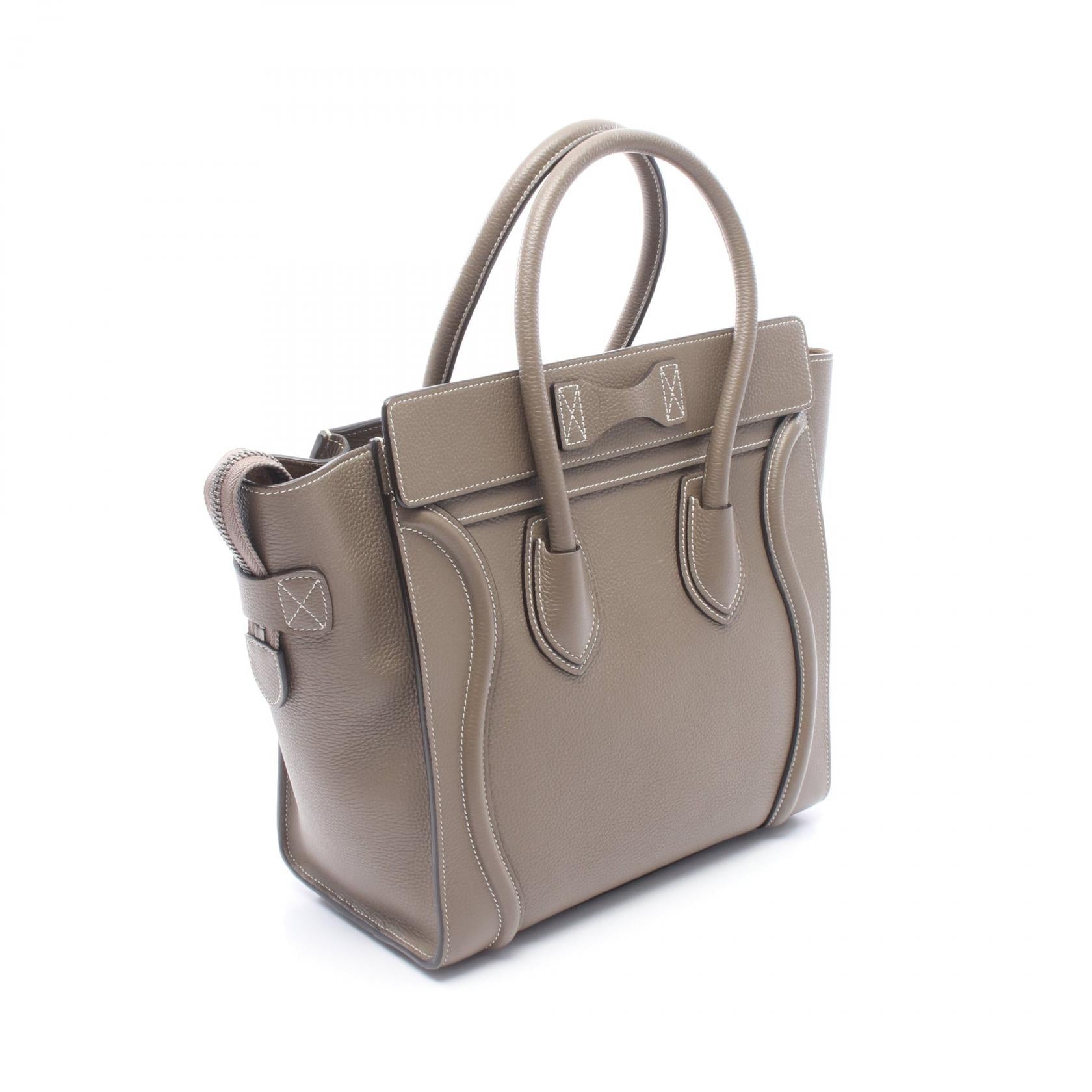 ラゲージ マイクロショッパー ハンドバッグ トートバッグ レザー グレーベージュ セリーヌ バッグ CELINE
