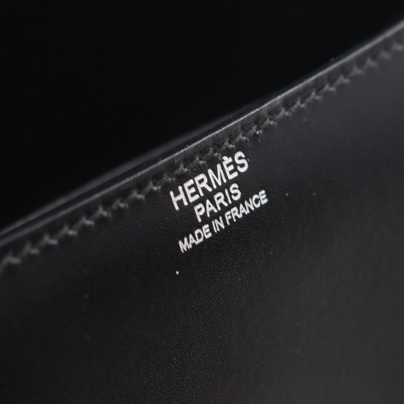 シェルシュ ミディ25 ショルダーバッグ ボックスカーフ ブラック シルバー金具 A刻印 エルメス バッグ HERMES