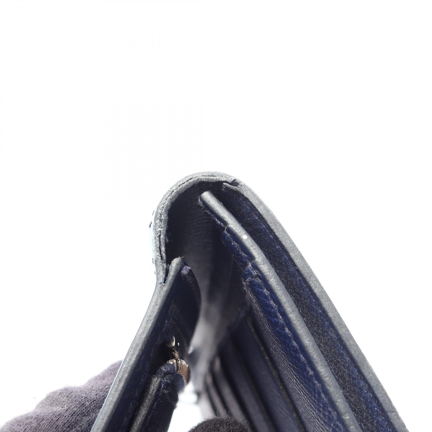 ベアンスフ ブルーパラダイス ブルーサフィール 二つ折り長財布 ヴォーエプソン ブルー ネイビー シルバー金具 T刻印 エルメス 財布・小物 HERMES
