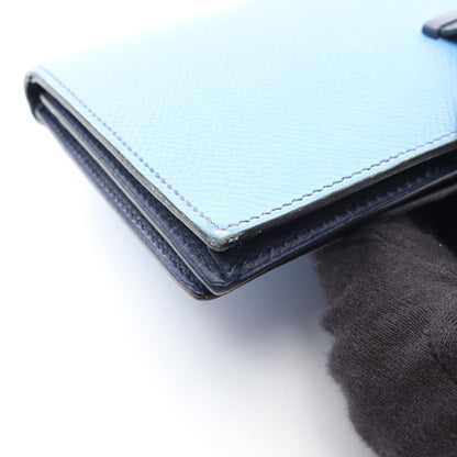 ベアンスフ ブルーパラダイス ブルーサフィール 二つ折り長財布 ヴォーエプソン ブルー ネイビー シルバー金具 T刻印 エルメス 財布・小物 HERMES