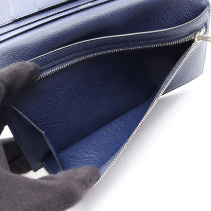 ベアンスフ ブルーパラダイス ブルーサフィール 二つ折り長財布 ヴォーエプソン ブルー ネイビー シルバー金具 T刻印 エルメス 財布・小物 HERMES