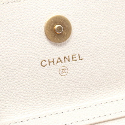 マトラッセ チェーンショルダーバッグ キャビアスキン ホワイト ゴールド金具 シャネル バッグ CHANEL