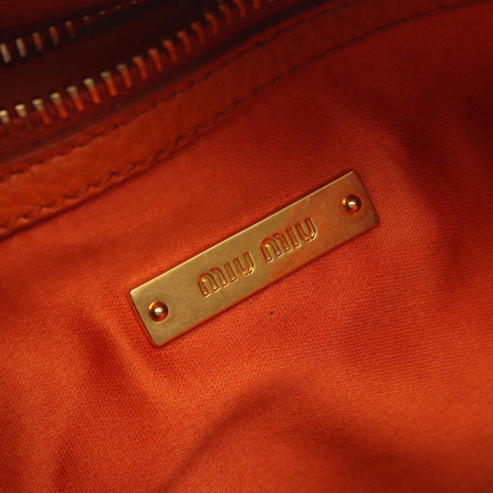 VITELLO PHENIX ワンショルダーバッグ レザー オレンジ ミュウミュウ バッグ miu miu