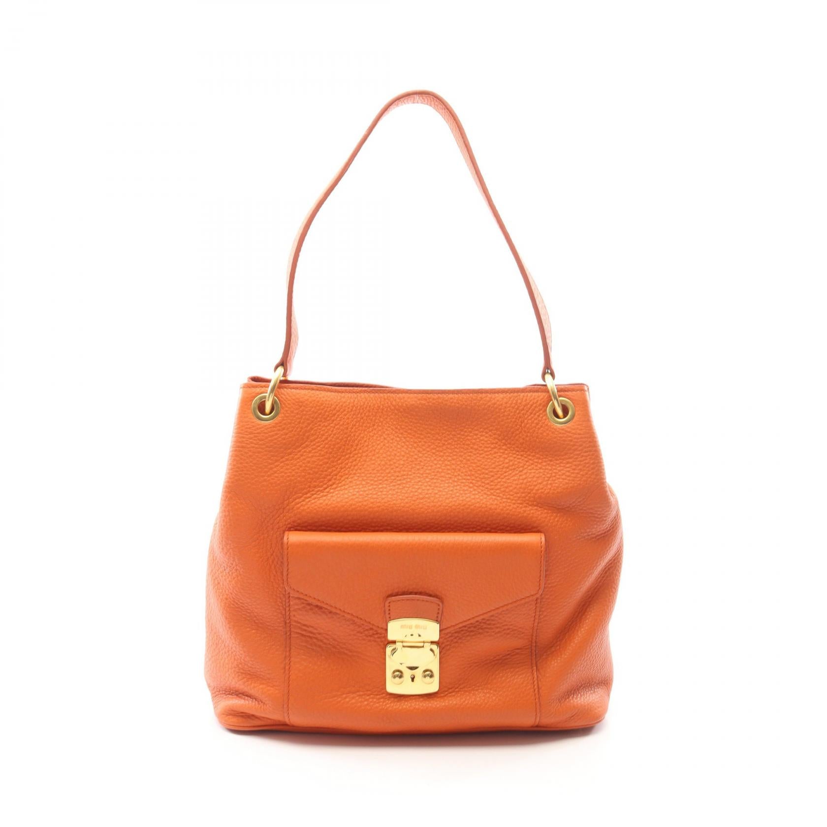 VITELLO PHENIX ワンショルダーバッグ レザー オレンジ ミュウミュウ バッグ miu miu
