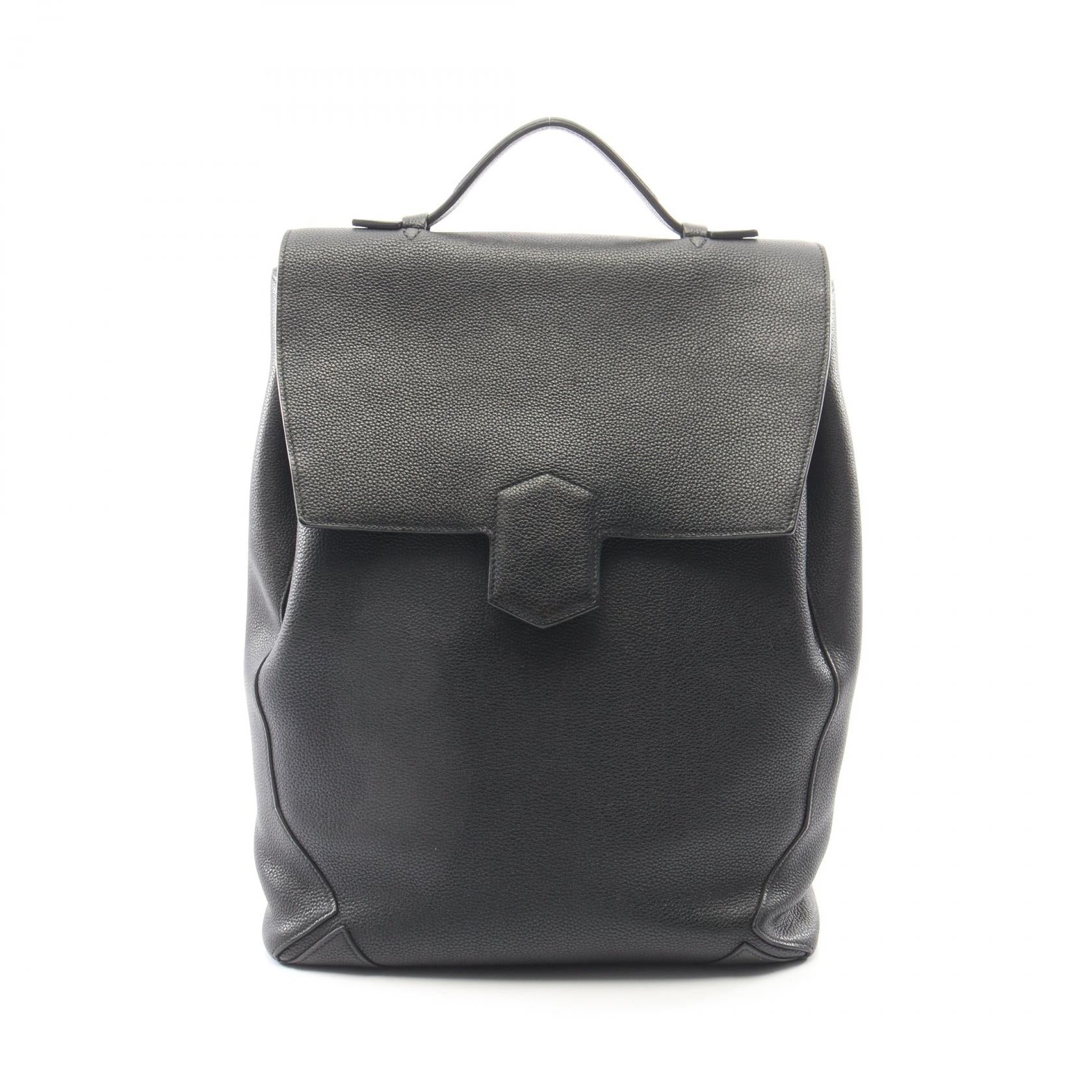 フラッシュ バックパック リュックサック エバーグレイン ブラック シルバー金具 C刻印 エルメス バッグ HERMES