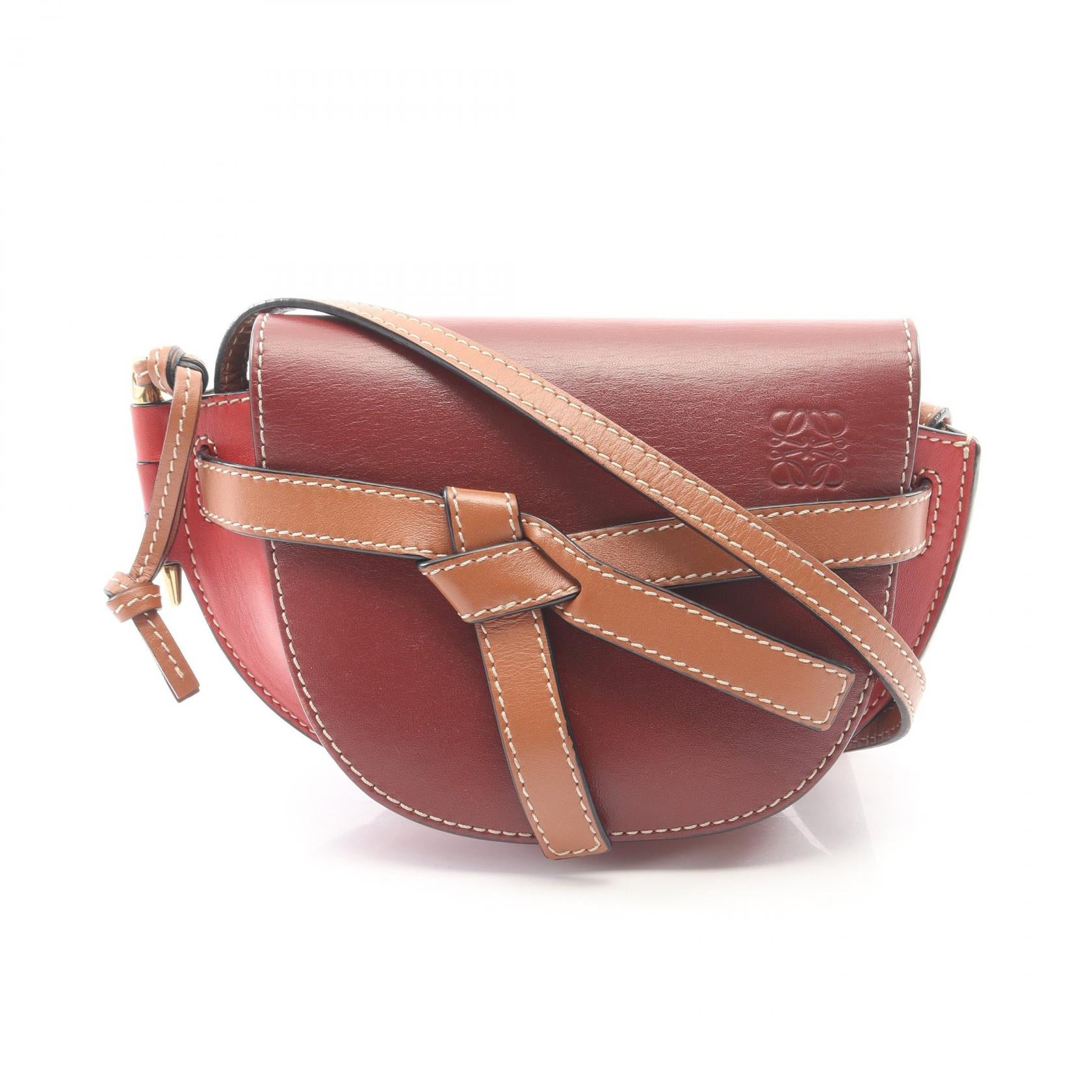 ゲートバッグ ミニ ショルダーバッグ レザー ボルドー レッド ブラウン ロエベ バッグ LOEWE