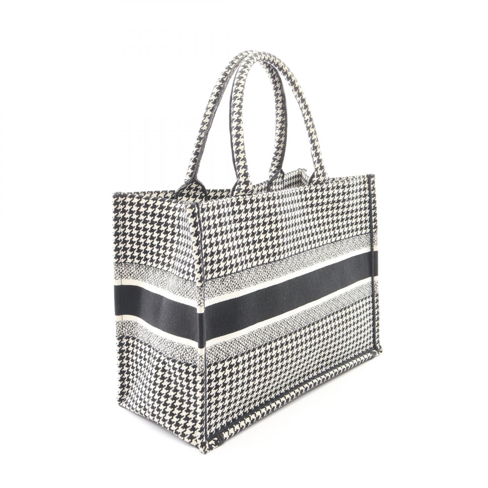 BOOK TOTE ブックトート ミディアム 千鳥格子 ハンドバッグ トートバッグ キャンバス ホワイト ブラック クリスチャンディオール バッグ Christian Dior
