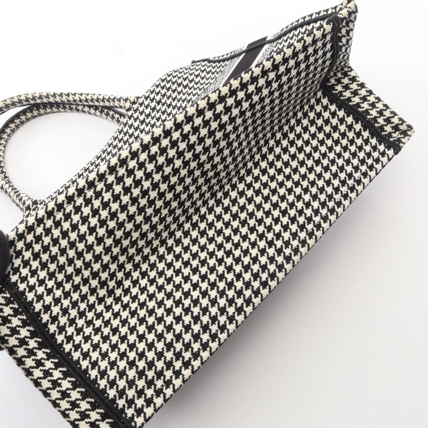 BOOK TOTE ブックトート ミディアム 千鳥格子 ハンドバッグ トートバッグ キャンバス ホワイト ブラック クリスチャンディオール バッグ Christian Dior