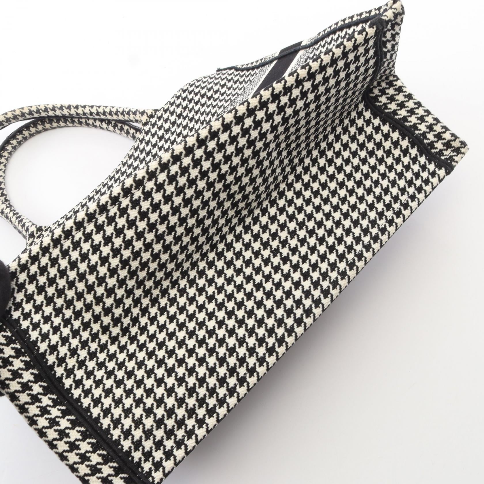 BOOK TOTE ブックトート ミディアム 千鳥格子 ハンドバッグ トートバッグ キャンバス ホワイト ブラック クリスチャンディオール バッグ Christian Dior