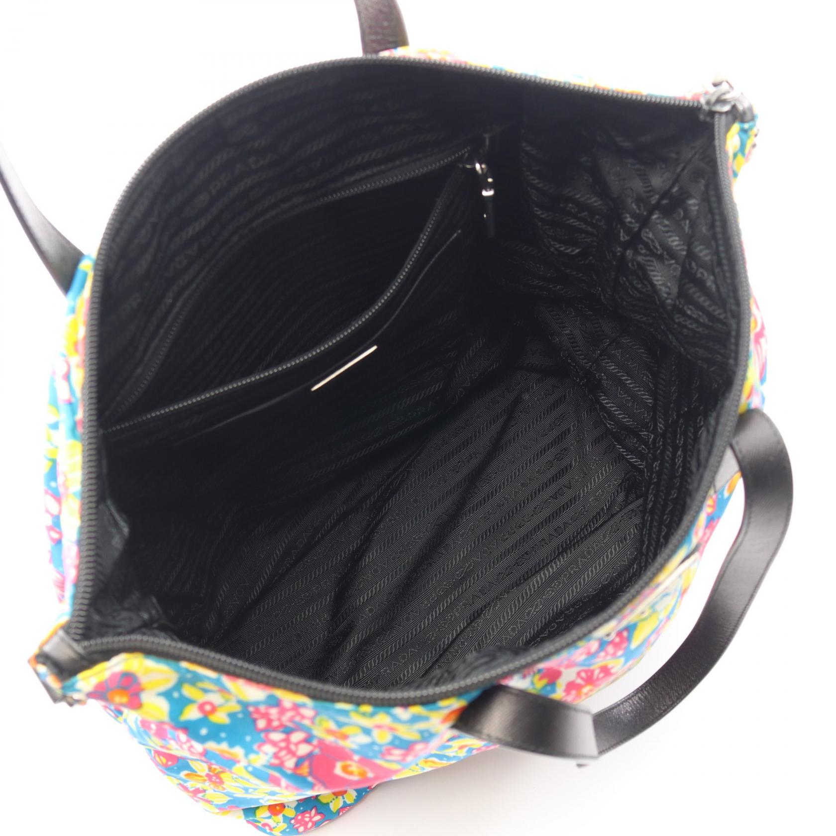 TESSUTO STAMPAT 花柄 2WAY ハンドバッグ トートバッグ ナイロン サフィアーノレザー マルチカラー プラダ バッグ PRADA