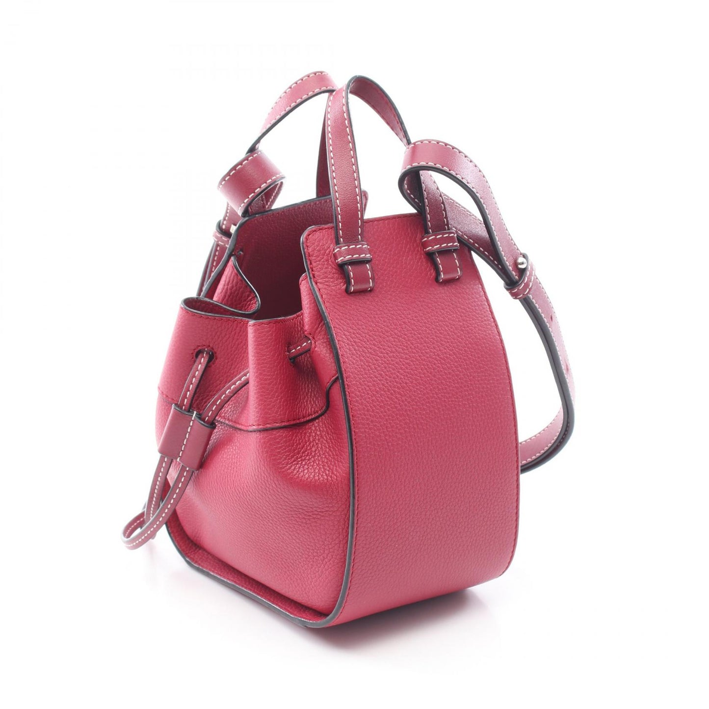 ハンモック ドローストリングバッグ ミニ 2WAY ハンドバッグ レザー ピンクレッド ロエベ バッグ LOEWE