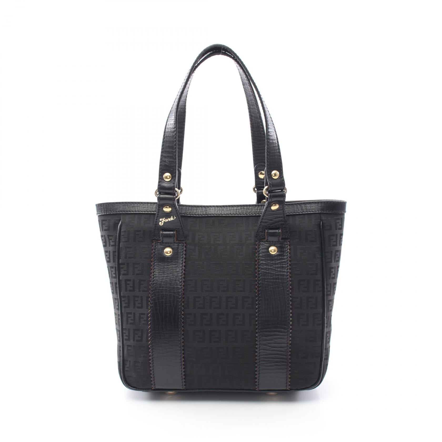 ズッキーノ ハンドバッグ トートバッグ キャンバス レザー ブラック フェンディ バッグ FENDI